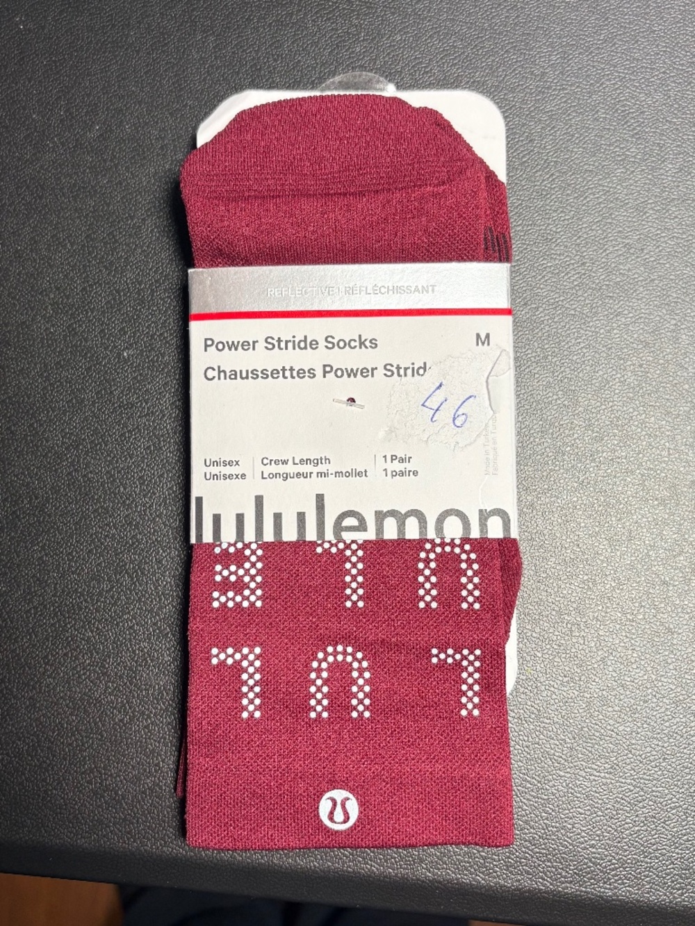 Lululemon Power Stride Crew Sock *Reflective